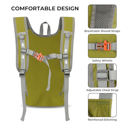 13L Small Hiking Backpack for Women Men, Lightweight Foldable Day pack, Packable Daypack for Travel, Camping (Green) - color: Green