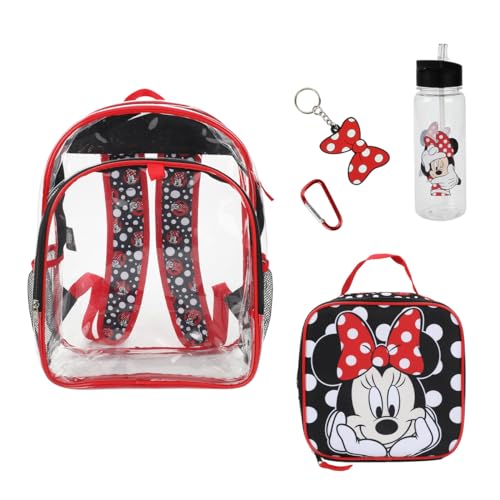 Disney Minnie Mouse 5-Piece Backpack & Lunchbox Set With Water Bottle - color: 5-pc Minnie Mouse Burgundy, size: 16 Inches