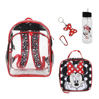 Disney Minnie Mouse 5-Piece Backpack & Lunchbox Set With Water Bottle - color: 5-pc Minnie Mouse Burgundy, size: 16 Inches