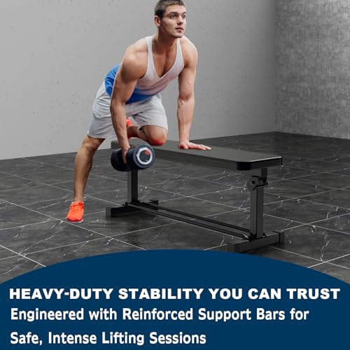 Extended Flat Weight Bench, Extra Long Workout Bench for Weightlifting and Strength Training, 1000lbs Capacity, Home Gym Equipment
