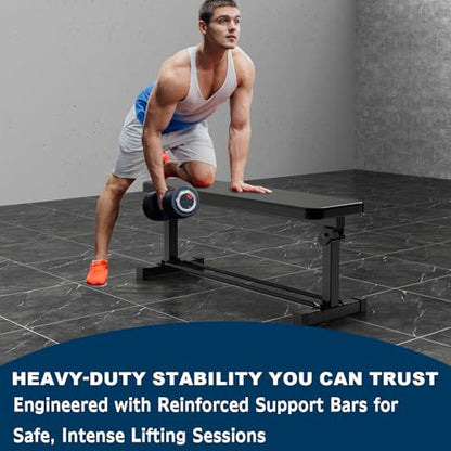 Extended Flat Weight Bench, Extra Long Workout Bench for Weightlifting and Strength Training, 1000lbs Capacity, Home Gym Equipment