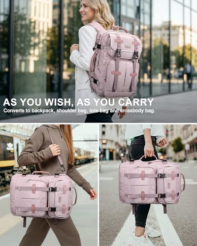 PIJUSHI Travel Backpack for Women Carry on Convertible Duffle Bag Flight Approved Luggage Backpack Fit 16-inch Laptop(PE053 Ashen Purple) - color: Ashen Purple