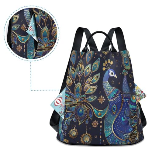 ALAZA Boho Astrology Peacock Trips Hiking Camping Rucksack Pack for Women - color: Multicolor 6