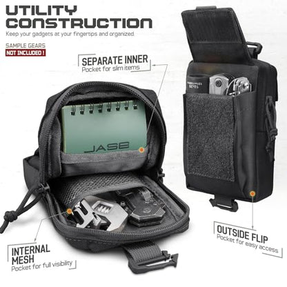 Tactical Backpack Accessories Pouch, Molle Accessories Shoulder Strap Attachment Pouches Utility EDC Phone Pouch Sport - color: Black