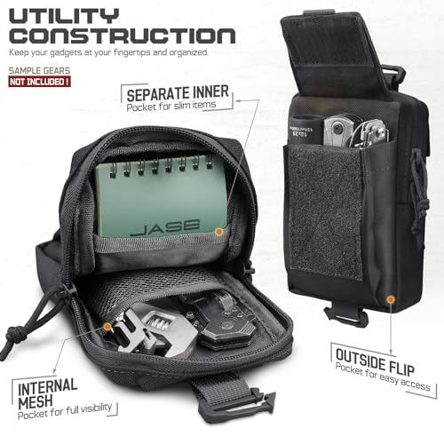 Tactical Backpack Accessories Pouch, Molle Accessories Shoulder Strap Attachment Pouches Utility EDC Phone Pouch Sport - color: Black-2pcs
