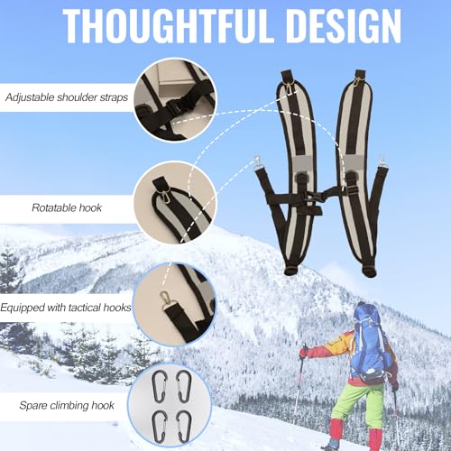 PAASTAl Backpack Straps,Relacement Adjustable Padded Shoulder Straps for Bag, with Metal/Plastic Clips. - color: Gray Alloy