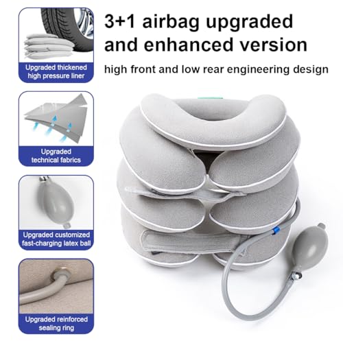 Neck Stretcher with Neck Brace,Cervical Traction Neck Device,Neck Relief Tool,Adjustable Inflatable Cervical Brace,Home Use Neck Decompression New Technology Breathable Fabric Washable&Colorfast - color: White