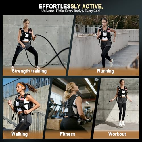 WANOON Weighted Vest for Men Women, 8lb/12lb/16lb/20lb/30lb/40lb Fixed Weight, Plus Size Fitness Vest with Phone Pocket & Reflective Strips for Walking Running Rucking Strength Training - size: 16lb