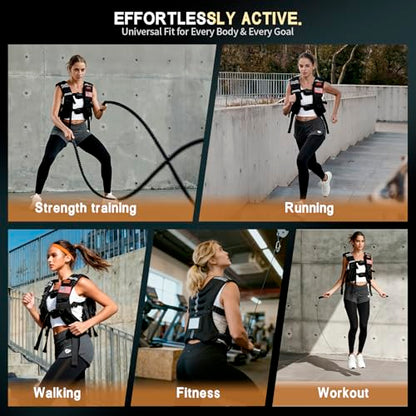 WANOON Weighted Vest for Men Women, 8lb/12lb/16lb/20lb/30lb/40lb Fixed Weight, Plus Size Fitness Vest with Phone Pocket & Reflective Strips for Walking Running Rucking Strength Training - size: 16lb