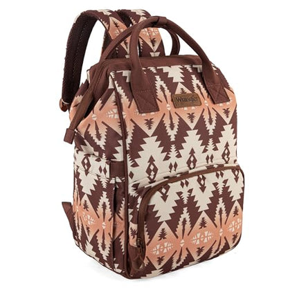 Montana West Wrangler Callie Diaper Bag Backpack with Stroller Straps Multifunction Baby Travel Bag WG2204-9110BR - color: Brown