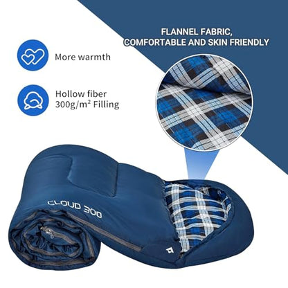 KingCamp 45°F Kids Sleeping Bag, Lightweight Waterproof & Compact Flannel Sleeping Bags Cold Weather & Warm Youth Essentials Gear Accessories for Camping, Fits 10-12 Children up to 4'7"-5'5" Tall - color: 8.6°F ~44.6°F Navy Left