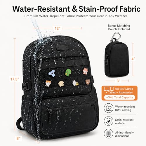 LOVEVOOK Laptop Backpack, 15.6" Carry On Airline Approved, Personal Item Bag Meets FAA Size, Trolley Sleeve Slides Over Suitcase, Waterproof Daypack for Travel College with Mini Pouch - color: Light Purple - Black, size: 15.6 Inch