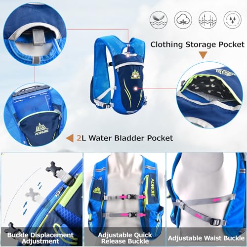 Azarxis Running Water Bottles Flask BPA Free Leakproof Hydration Vest Packs Waist Belt Replacement for Triathlon Marathon Hiking Cycling Climbing Runner - color: #5 Gray (5.5L) with a 350ml Soft Flask