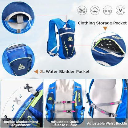 Azarxis Running Water Bottles Flask BPA Free Leakproof Hydration Vest Packs Waist Belt Replacement for Triathlon Marathon Hiking Cycling Climbing Runner - color: #5 Rose Red (5.5L) with a 1.5L Water Bladder