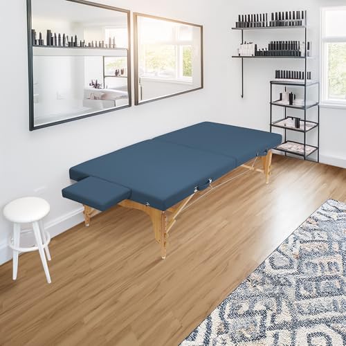 Saloniture Portable Physical Therapy Massage Table - Low to Ground Stretching Treatment Mat Platform - Blue - color: Blue