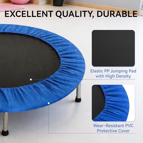 Fitvids 40" Trampoline – Fitness Rebounder with Adjustable Foam Handle - color: Blue
