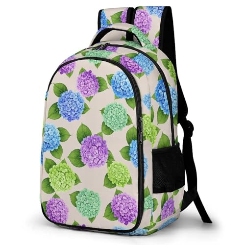 Travel Backpack Watercolor Hydrangea for Women Men, Anti Theft Laptop Daypack with Large Capacity for College Work Weekender Outdoor - color: Pattern (342)