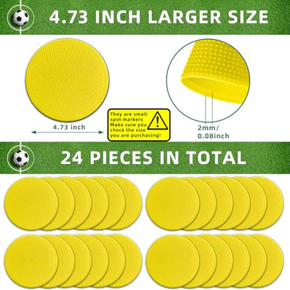 Poly Spot Markers 4.73 inch/10 inch 12 Pcs Non-Slip Rubber Agility Training Markers Floor Dots Flat Field Cones for Football, Soccer, Basketball, School Exercise Drills, Dance Practice - style: 4.73 inch 24 Pcs Orange Red (TPE)