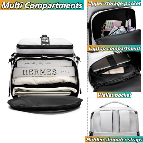 Gym Duffle Bag Backpack with Shoe Compartment,4 ways Travel Backpack for Women and Men,Multi-Functional Weekender bag with Waterproof Layer&Laptop Compartment for Fitness, Travel,Camping - color: Grey