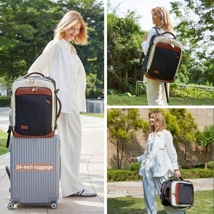 LOVEVOOK 50L Travel Backpack Carry On Airline Approved, Large Backpack with 3 Packing Cubes, TSA Travel Essentials Carry On Bag, Waterproof Weekender Overnight Luggage Daypack, Fits 18 Inch Laptop - color: H-blue-beige-brown, size: XLarge - 18.5 Inch - 50