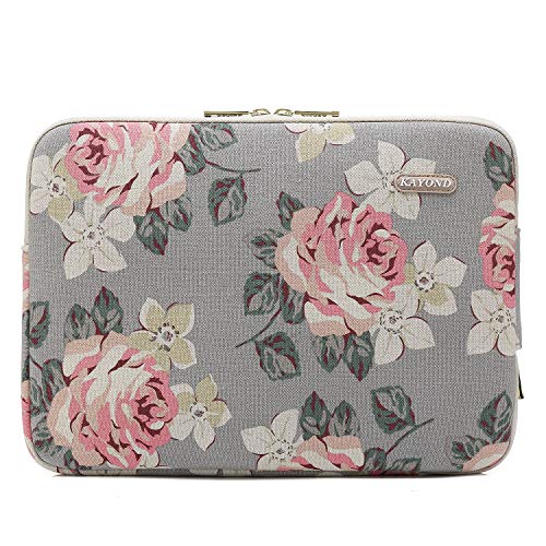 kayond Water-Resistant Canvas 13.3 Inch Laptop Sleeve-White Rose - color: White Rose, size: 13-13.3 inch