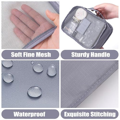 8 Set Packing Cubes for Travel Luggage Packing Bags Reusable Waterproof Suitcase Organizer Cubes Set with Shoe Bag and Toiletry Bag (Grey) - color: Grey