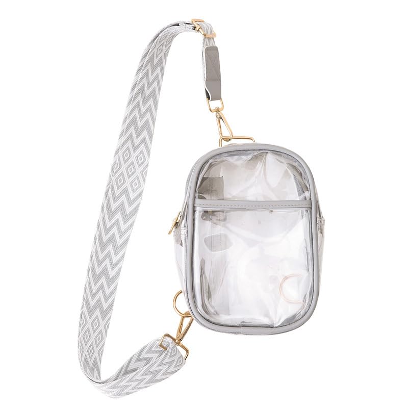 Clear Bag for Stadium Events Clear Purses for Women Stadium, Clear Sling Bag Clear Bag Stadium Approved, Back Pack Crossbody Bags for Women Men (Grey) - color: Grey