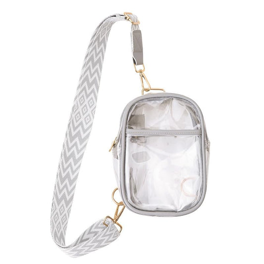 Clear Bag for Stadium Events Clear Purses for Women Stadium, Clear Sling Bag Clear Bag Stadium Approved, Back Pack Crossbody Bags for Women Men (Grey) - color: Grey