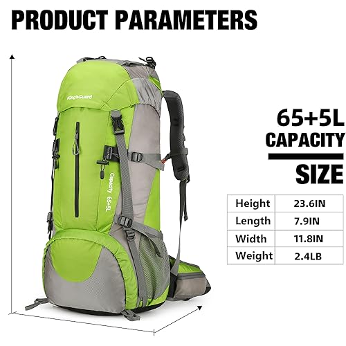 70L Camping Hiking Backpack with Rain Cover Waterproof Backpacking Backpack for Hiking Treeking Climbing Outdoor - color: Green
