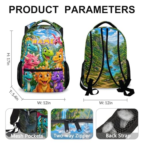 Dinosaur Backpack for Kids Toddlers Personalized Bookbag for Boys Girls School Travel Picnic, Cute Fun Schoolbag for Kindergarten Preschool Elementary - color: Purple