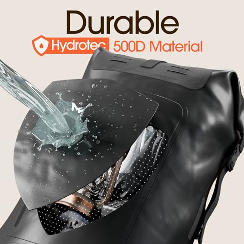 Earth Pak Waterproof Backpack - Heavy Duty Hiking Backpack - Roll-Top Closure Bag - Cushioned Dry Bag Waterproof Phone Case - color: Black, size: 85L