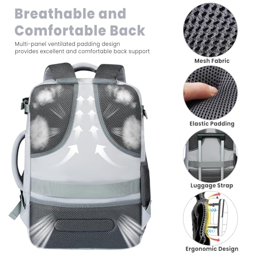 BAGAIL Travel Laptop Backpack, Carry on with USB Port, Luggage Bag for Holiday-Light Grey - color: Light Grey