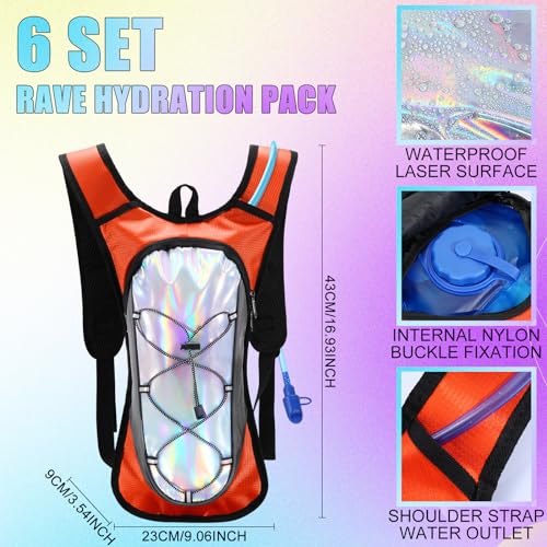 Chunful 6 Pack Running Hydration Backpack Lightweight Water Backpack Essential for Festivals Rave Hydration Pack with 2L Hiking Water Bladder for Adult Running Cycling Climbing Hiking