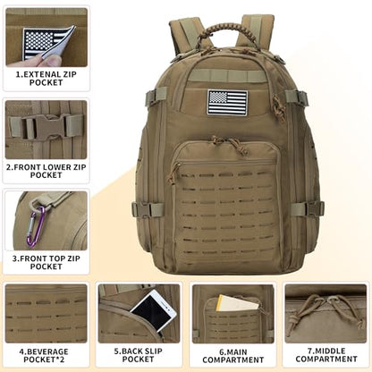 30L Hiking Backpack Lightweight Outdoor Daypack Camping Backpack Outdoor Travel Daypack Day Pack for Man Woman (Khaki) - color: Khaki