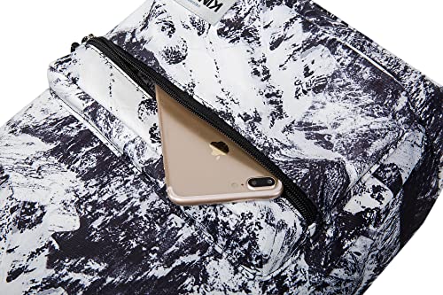 Kinmac Water Resistant Laptop Backpack with USB Charging Port for Laptop Up to 15.6 Inch (Snow Mountain) - color: Snow Mountain