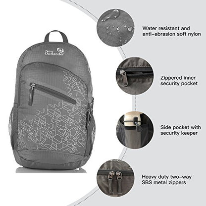 Outlander Packable Handy Lightweight Travel Hiking Backpack Daypack, Grey - color: Grey, size: 20L