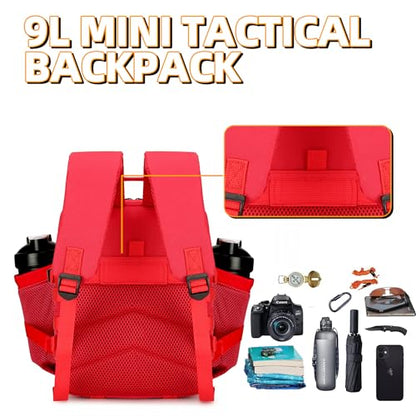 9L Mini Tactical Backpack for Men and Women Tactical Backpack Small for Hiking Small Tactical Bag Fitness Pack - color: Red