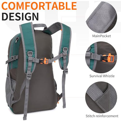 40L Hiking Backpack Lightweight Daypack Waterproof Travel Camping Backpack for Men Women Sport Packable - color: A6-dark Green