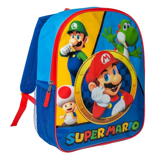 AI ACCESSORY INNOVATIONS Super Mario Brothers Kids Backpack, Mario, Luigi, Bowswer, Yoshi 15" Girls & Boys School Bag, Blue - color: Super Mario Brothers