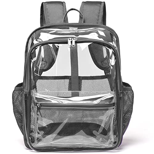 Clear Backpack,15 '' Clear Backpacks for School Heavy Duty PVC See Through Bag Waterproof Bookbag for Girls & Boys, Grey - color: Gray, size: Large-15.5in