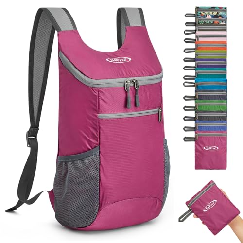 G4Free 11L Lightweight Packable Hiking Backpack, Nylon Small Foldable Daypack for Men Women, Mini Backpack Designed for Daily Hiking, Travel, Cycling - color: Rose, size: Small