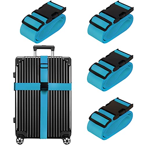 Luggage Straps for Suitcases TSA Approved Travel Belt 4 Pack by Chelmon (Sky Blue) - color: Sky Blue