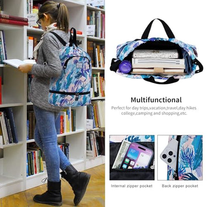 Kamo Drawstring Backpack Bag - Sport Swimming Yoga Backpack with Shoe Compartment, Two Water Bottle Holder for Men Women Large String Backpack Athletic Sackpack for Travel - color: Blue-purple Leaves