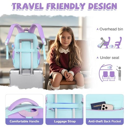 Girls Backpack, Lightweight Kids Backpack Kawaii School Backpacks Bookbag for Primary Elementary School,Age 6-14 years,Black Match Purple (Luggage Strap Ver) - color: 1pc-green & Purple(luggage Strap Ver)