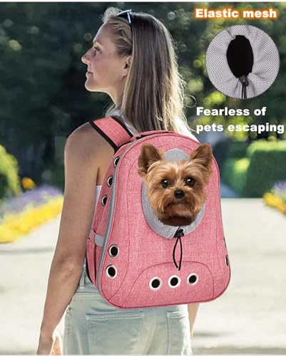 Small Dog Cat Chest Backpack Carrier,Large Space Ventilated Front Facing Backpack Carrier for Puppy,Lightweight Doggy Backpack for Hiking,Camping,Travel,Outdoor,Max 12 lbs(Pink) - color: Pink