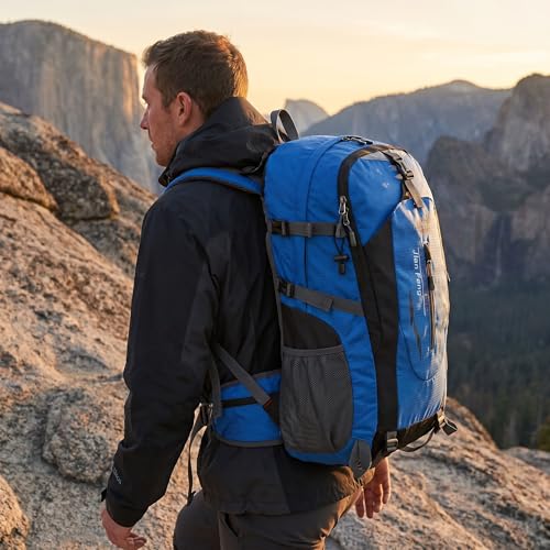 Waterproof Hiking Backpack Lightweight & Portable – Foldable Outdoor Daypack for Travel Camping and Sports Blue