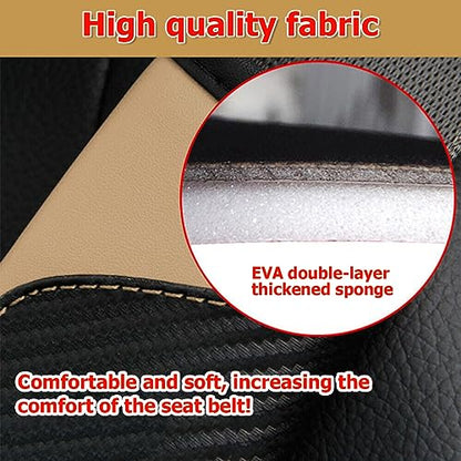 AUCELI 2PCS Car Seat Belt Cover, Carbon Fiber Seatbelt Shoulder Strap Covers, Breathable Leather Soft Harness Pad Protect Your Neck and Shoulder Compatible with Cars - color: Black/Beige