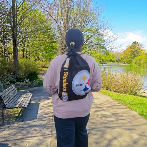 FOCO Pittsburgh Steelers NFL Drawstring Backpack with Zippered Pocket — Officially Licensed, Cordura Nylon - color: Pittsburgh Steelers