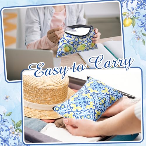 Reginary 20 Pcs Makeup Bags Gifts for Women Canvas Cosmetic Bags with Zipper Bulk Gift for Women Travel Purse Organizer Pouch Accessory, Toiletry Large Capacity, 7 x 4.3 Inch(Chinoiserie Lemon) - style: Chinoiserie Lemon