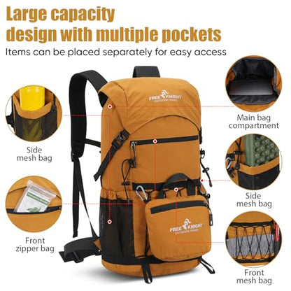 Bseash 30L Lightweight Hiking Backpack, Outdoor Sport Waterproof Travel Bag Daypack for Cycling Climbing Skiing (Yellow) - color: Yellow